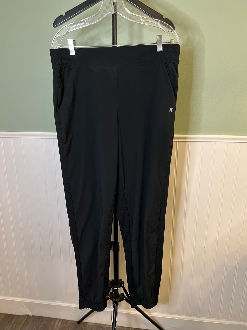 Like New- Hurley Women's Black Track Joggers. Size L